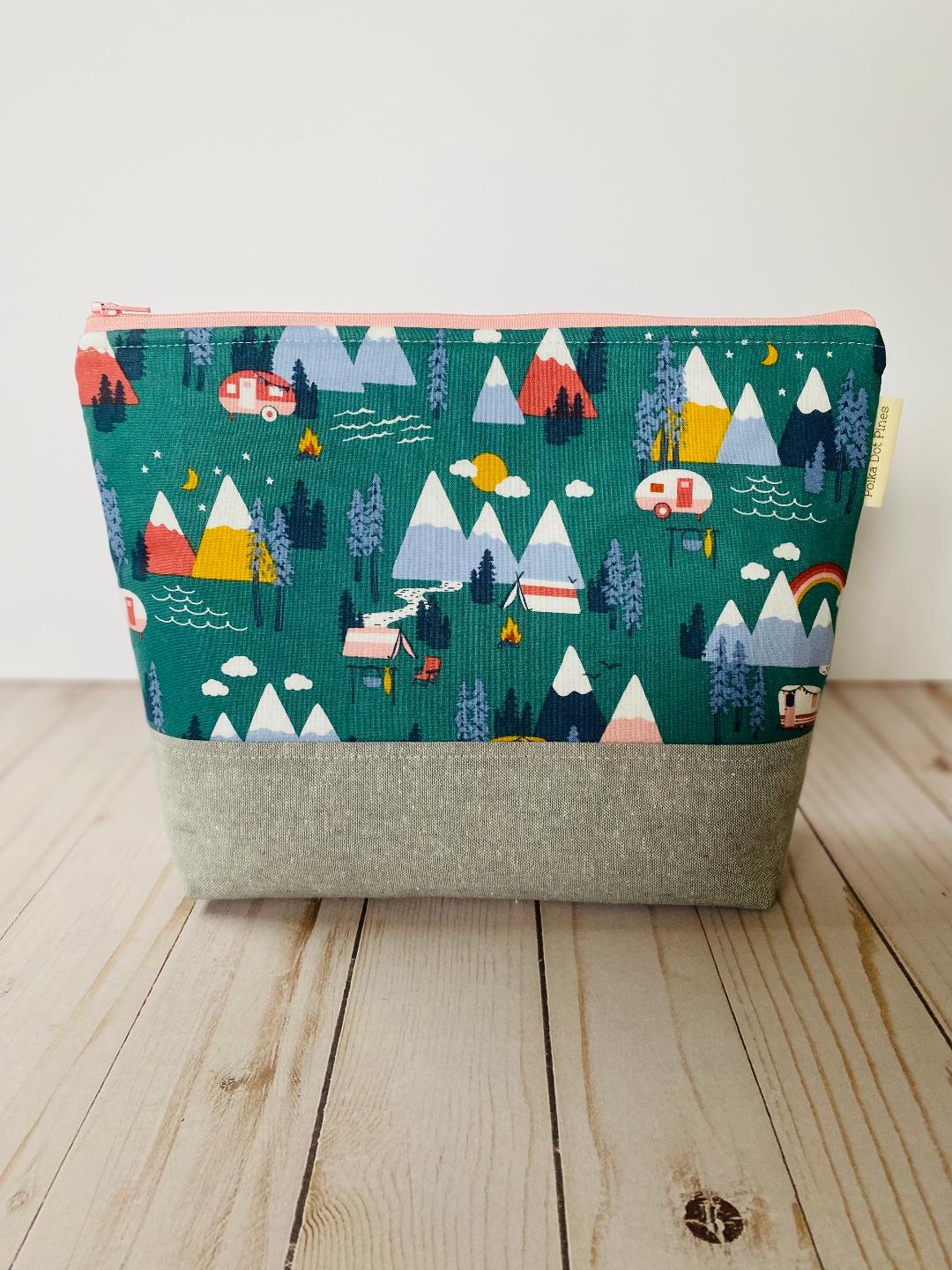Polka Dot Pines Pencil Pouch Winter Floral