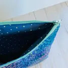Blue Polka Dot Batik Large Zippered Pouch