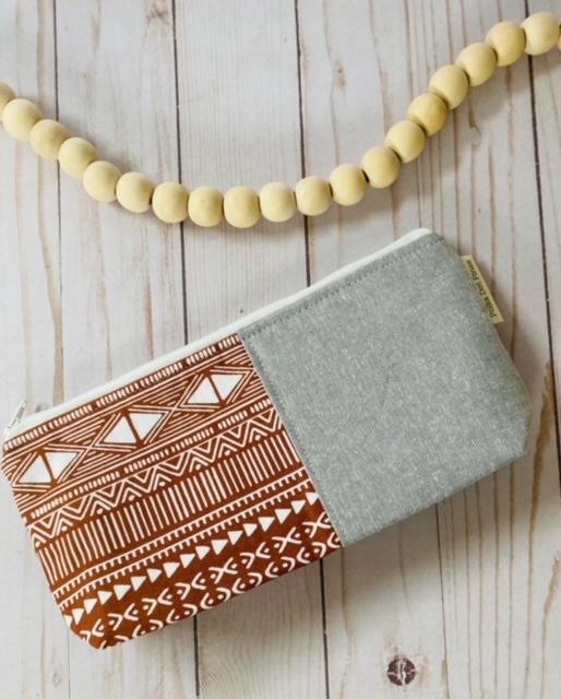Terracotta Geometric Pencil Pouch