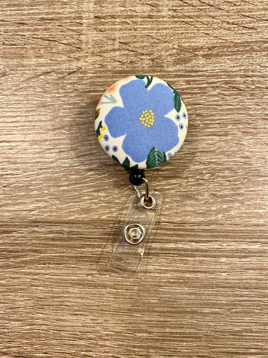 Rifle Paper Co. Blue Flower Retractable Badge Reel