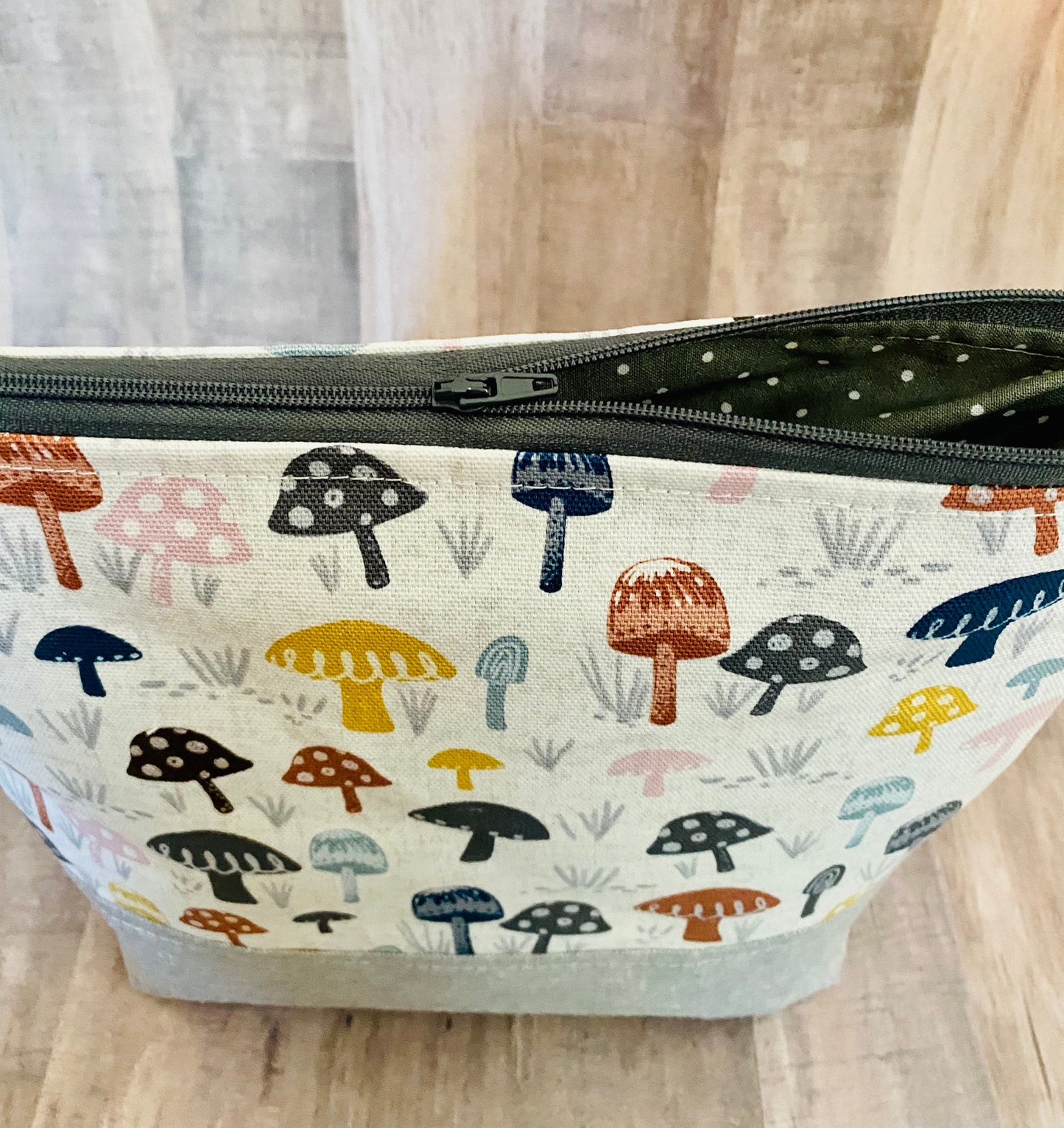 Multicolored Toadstool Large Zippered Bag