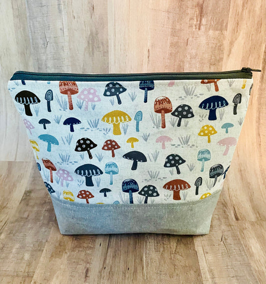 Multicolored Toadstool Large Zippered Bag