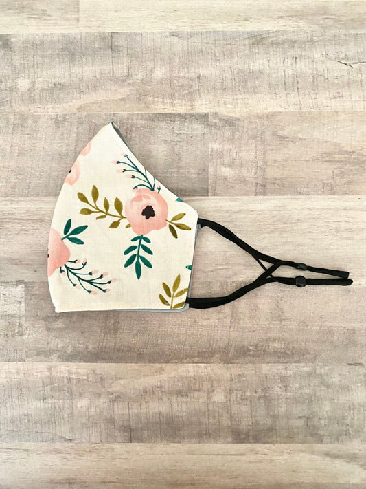 Pink Flowers Adjustable Mask