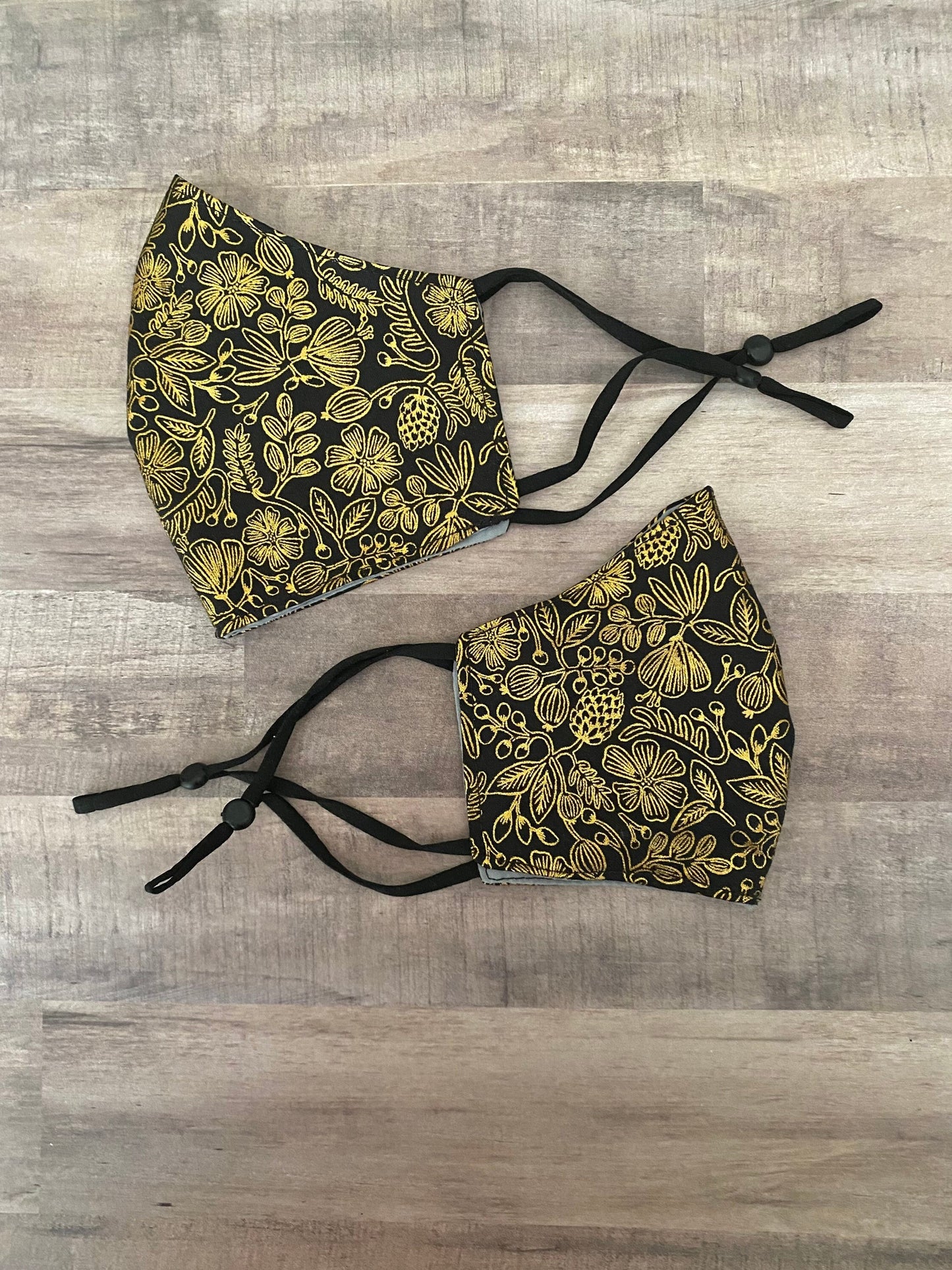 Rifle Paper Co. Golden Black Flora Adjustable Mask