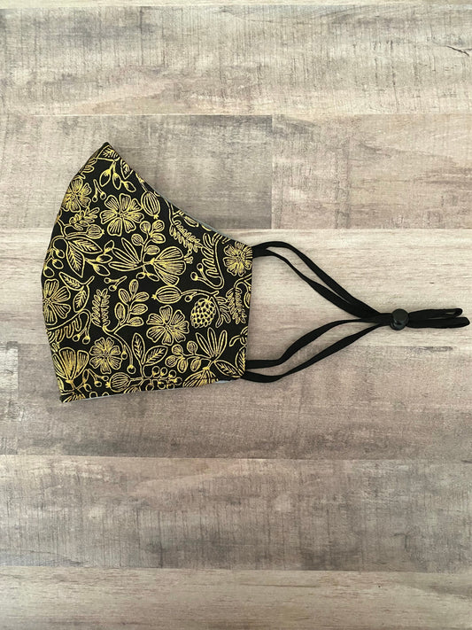 Rifle Paper Co. Golden Black Flora Adjustable Mask