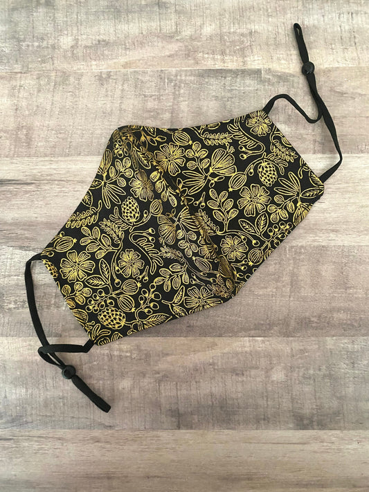 Rifle Paper Co. Golden Black Flora Adjustable Mask