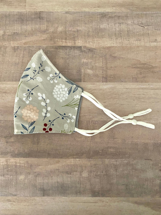 Gray Floral Adjustable Mask