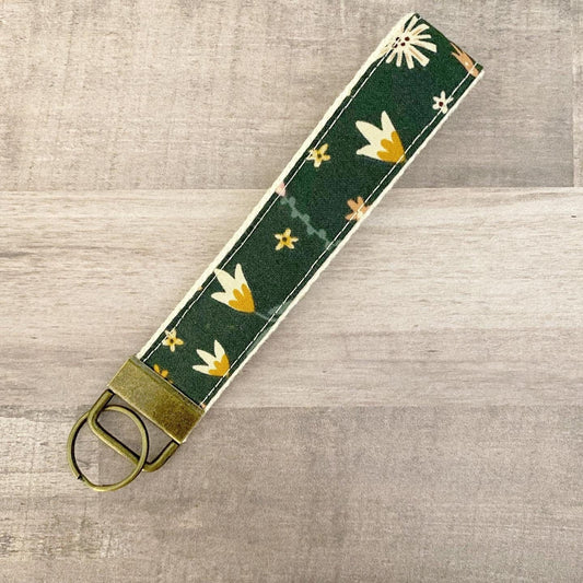 Green Floral Key Fob