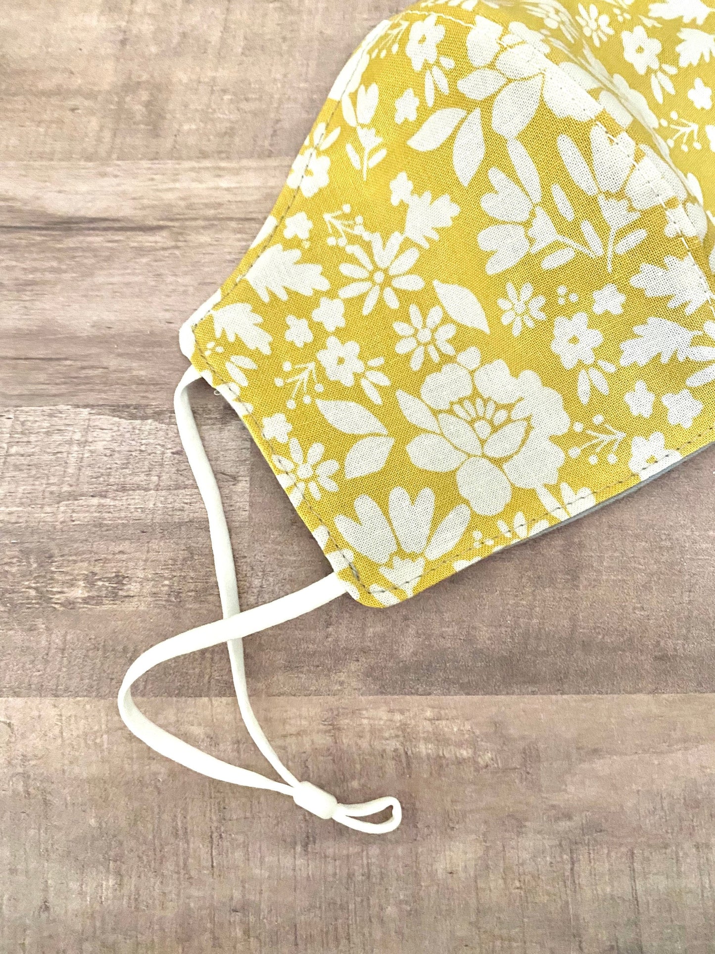 Dainty Yellow And White Floral Adjustable Mask