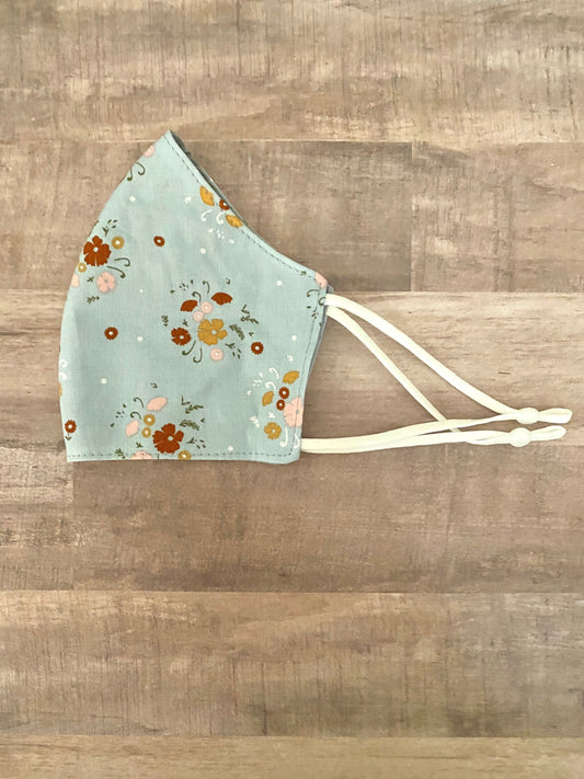 Blue Petit Floral Adjustable Mask