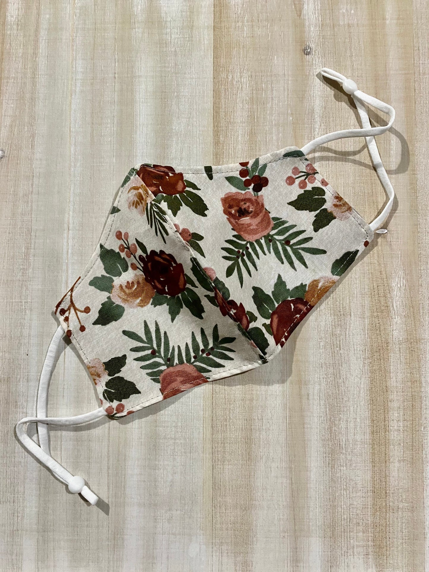 Rust Floral Adjustable Mask