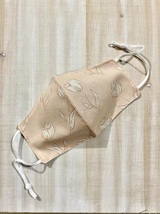 White Tulips Adjustable Mask
