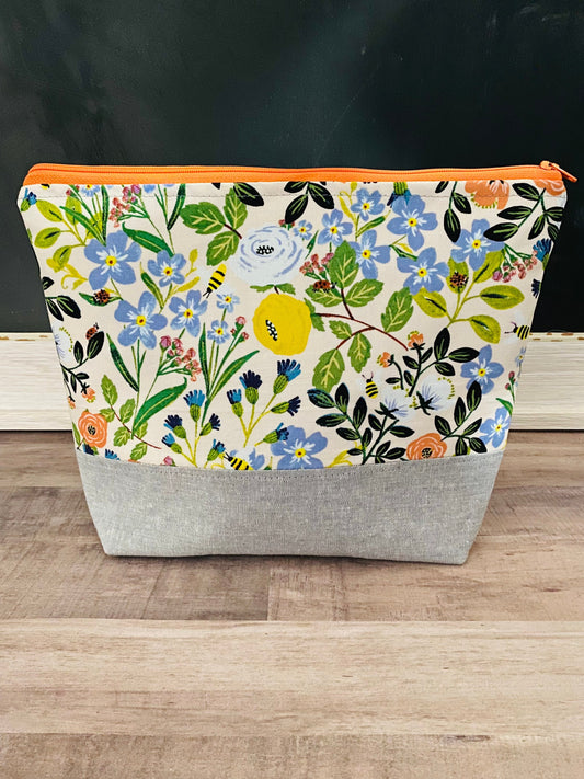 Vibrant Floral Large Zippered Bag