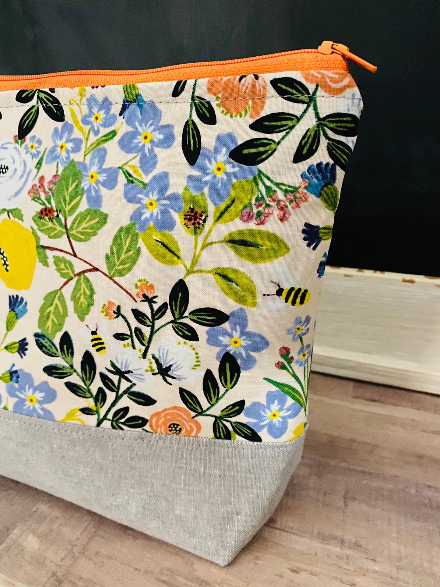 Vibrant Floral Large Zippered Bag