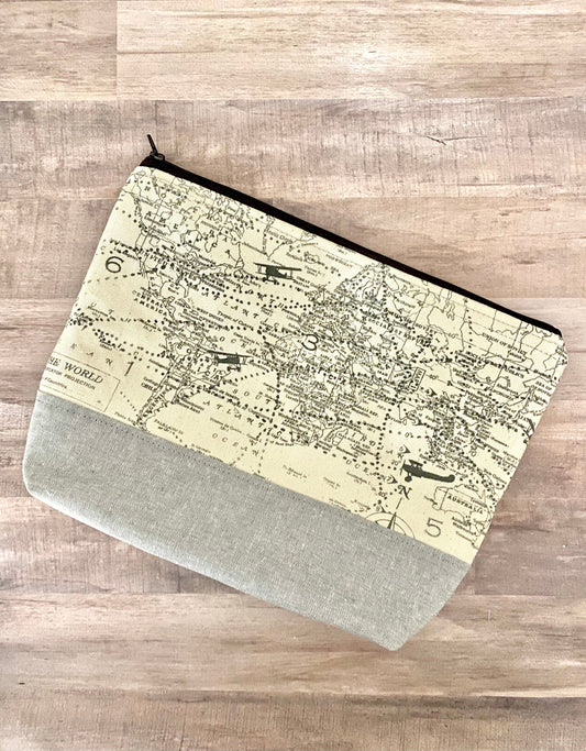 Antique Maps Large Zippered Bag