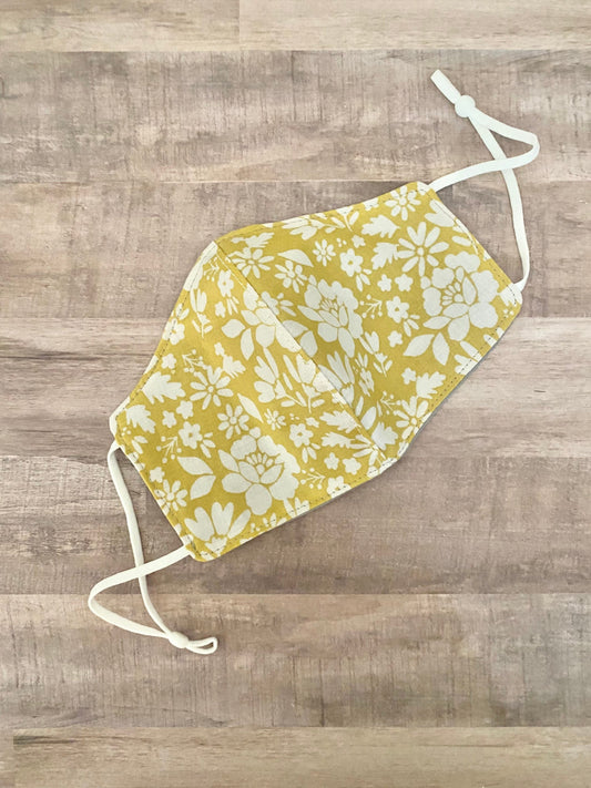 Dainty Yellow And White Floral Adjustable Mask