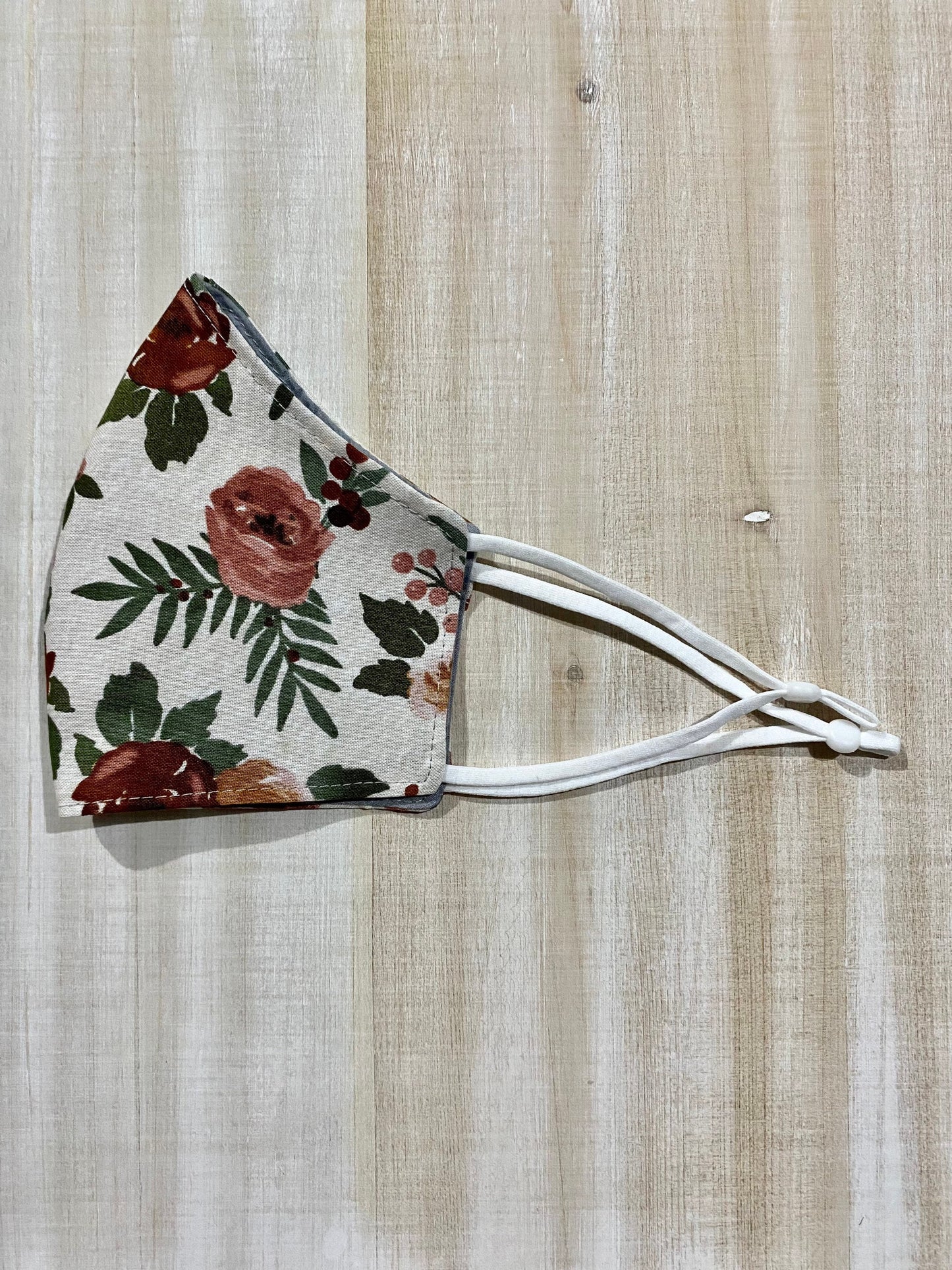 Rust Floral Adjustable Mask