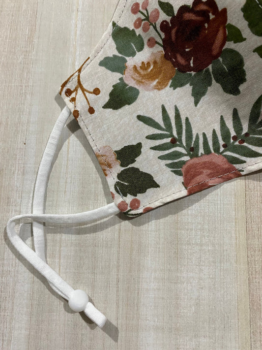 Rust Floral Adjustable Mask