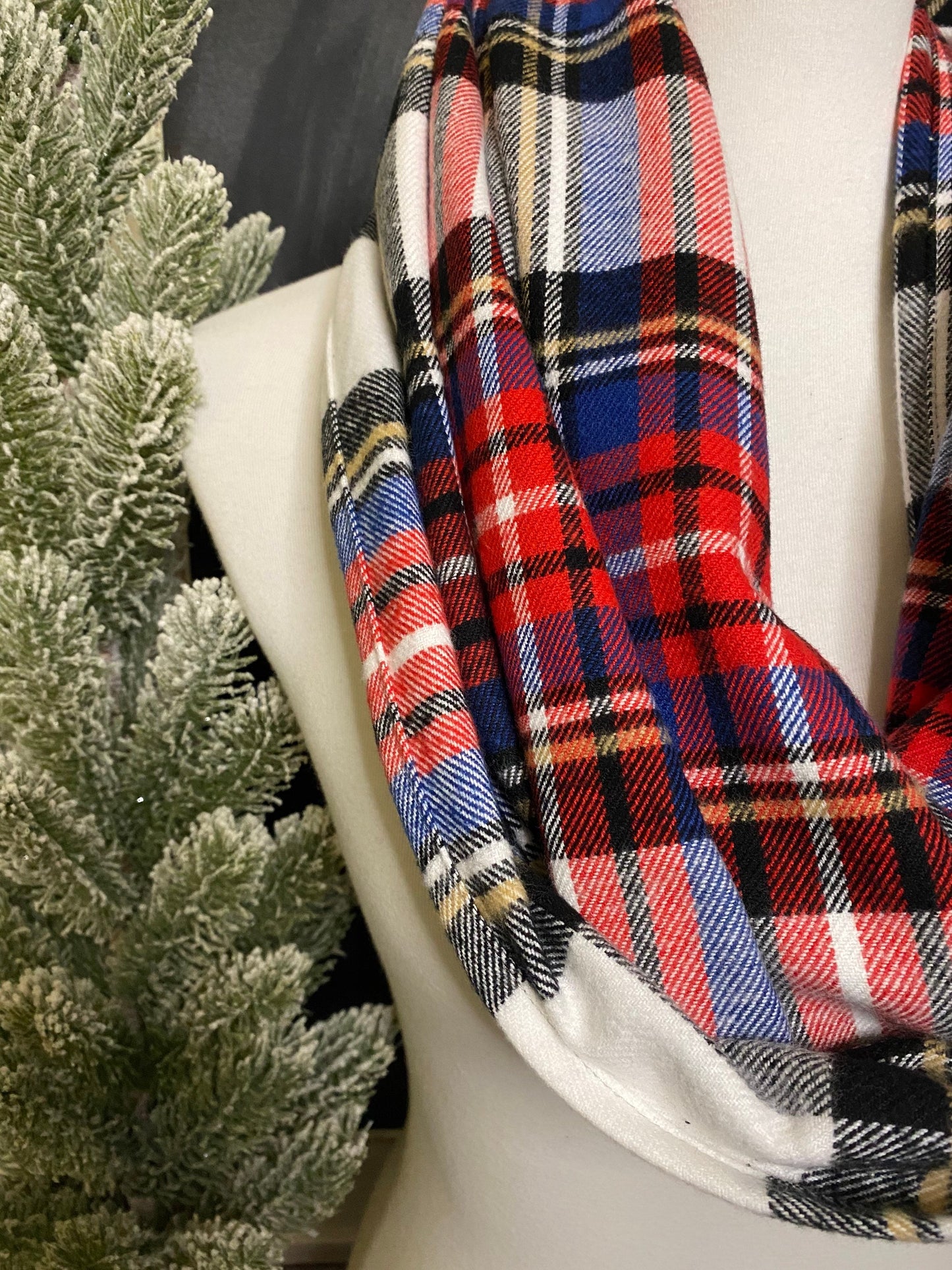 Crisp Winter Infinity Scarf, infinity scarf, winter scarf, plaid scarf, holiday gift, gift for mom, unisex gift