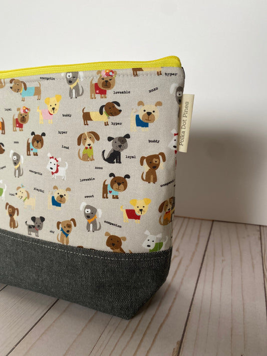 Puppy Large Zippered Bag