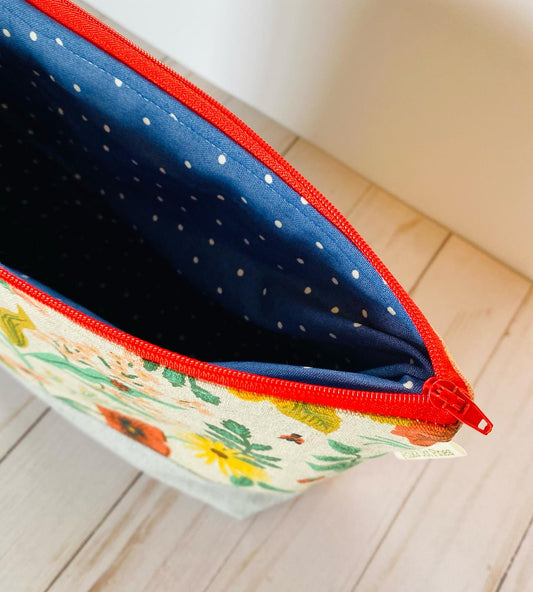 Summer Meadow Canvas Large Zippered Bag