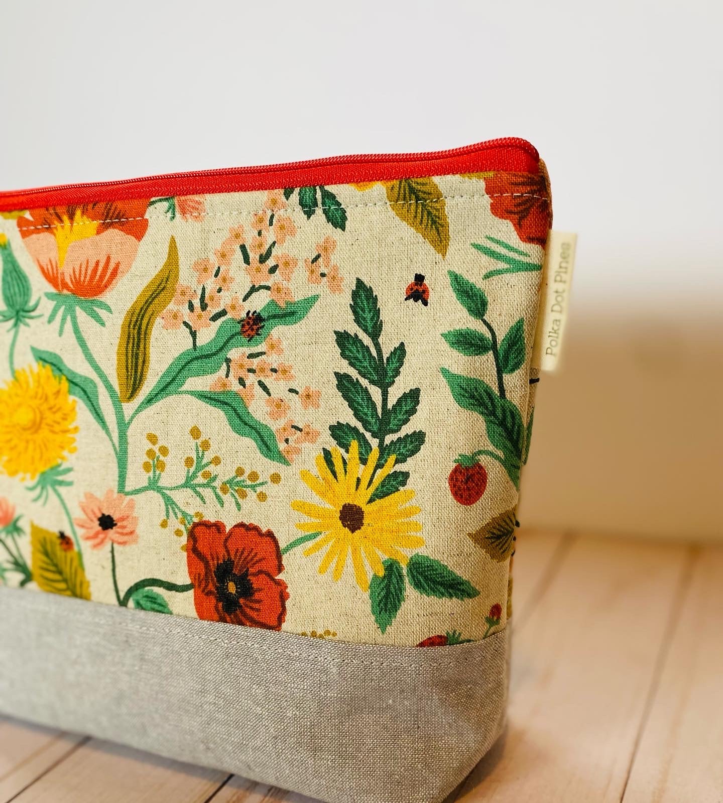 Summer Meadow Canvas Large Zippered Bag