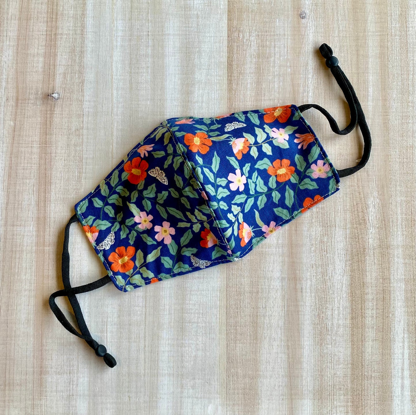 Poppies in Blue Adjustable Mask