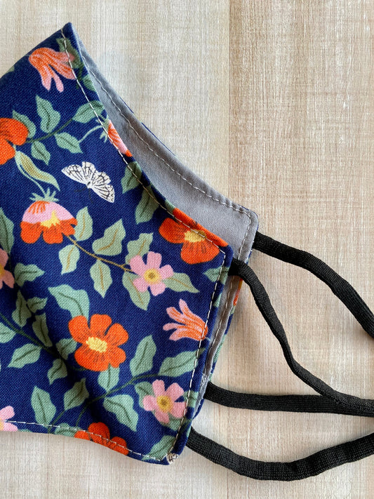 Poppies in Blue Adjustable Mask