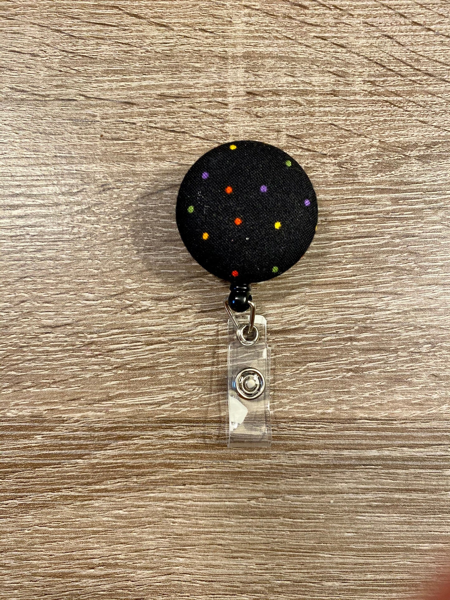 Black Polka Dot Retractable Badge Reel