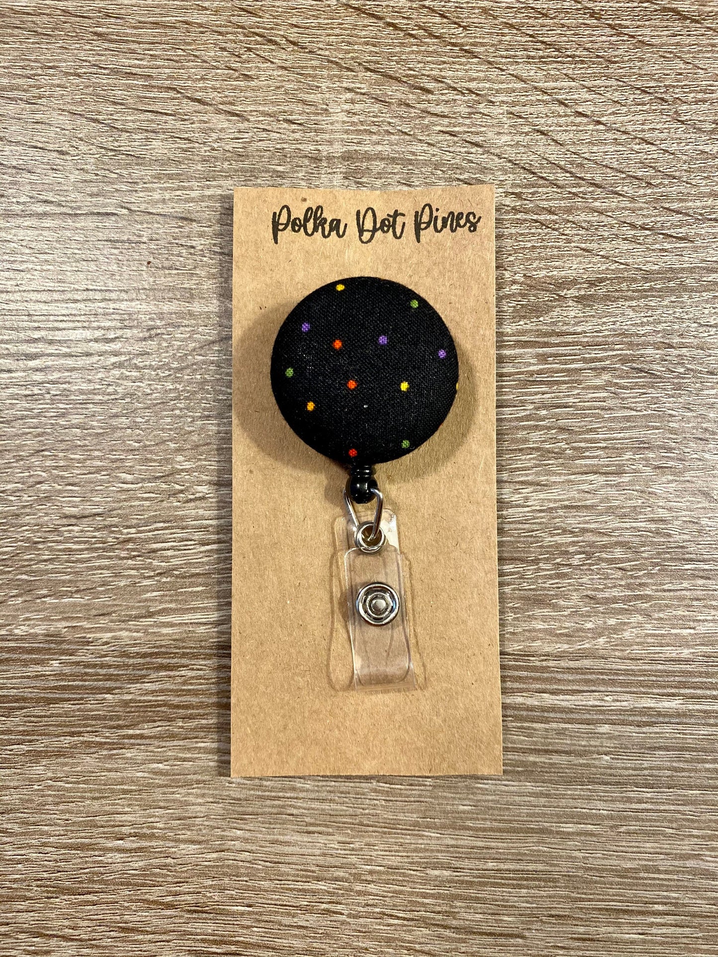 Black Polka Dot Retractable Badge Reel